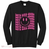 Retro Love Like Jesus Happy Face Aesthetic Sweatshirt thumb 0
