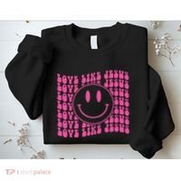 Retro Love Like Jesus Happy Face Aesthetic Sweatshirt thumb 2