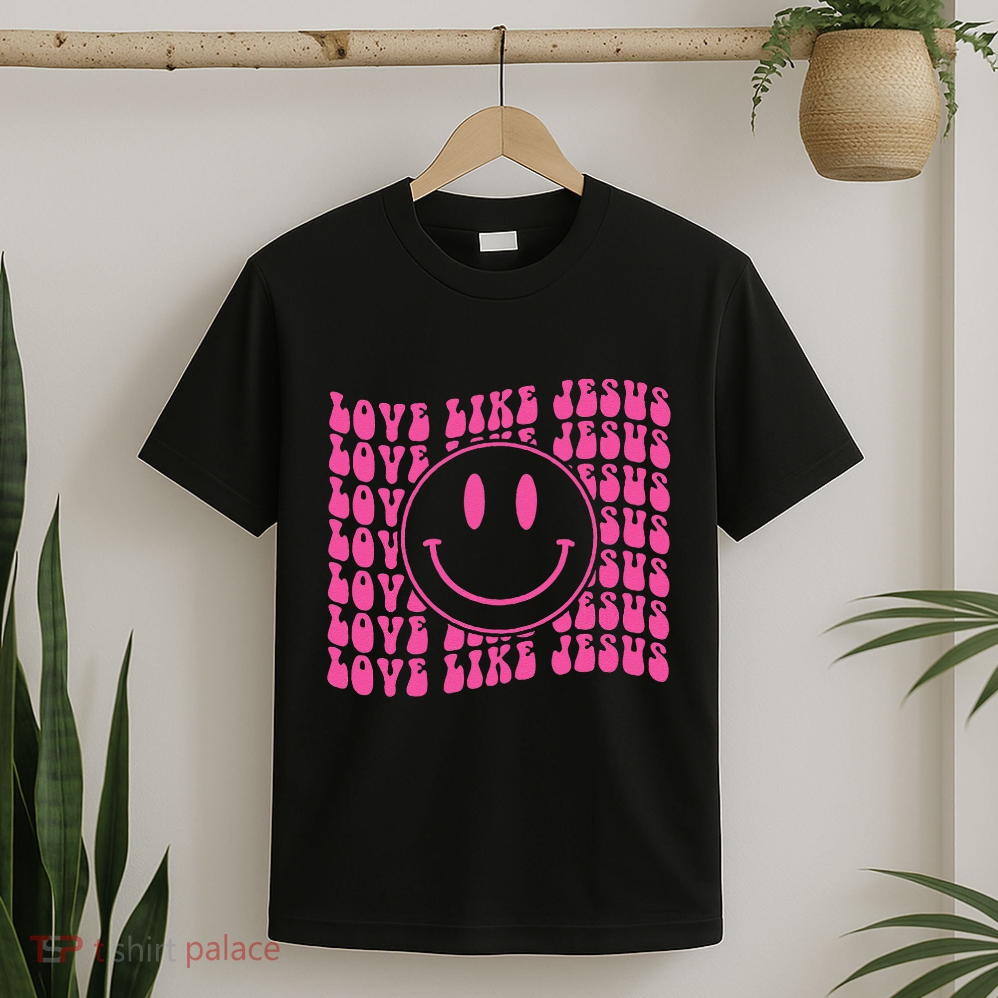 Retro Love Like Jesus Happy Face Aesthetic T-Shirt