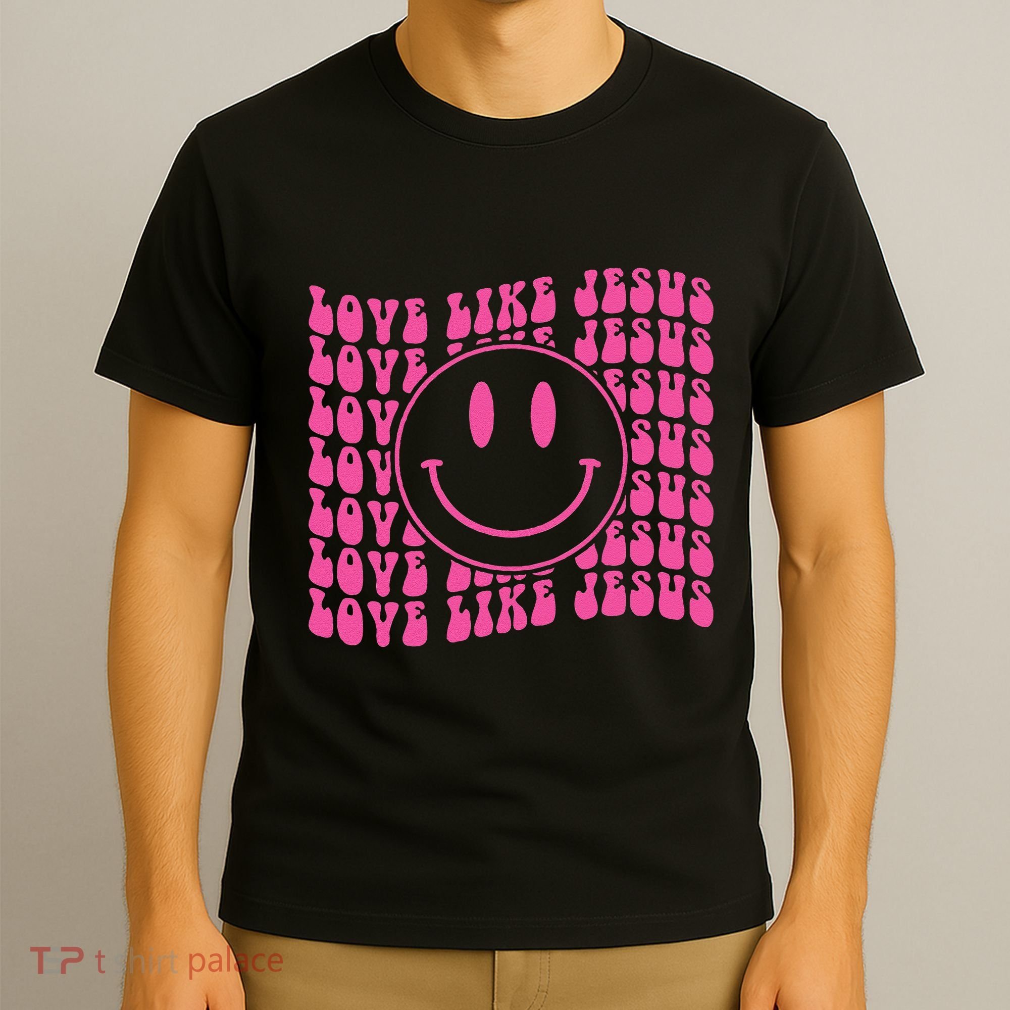 Retro Love Like Jesus Happy Face Aesthetic T-Shirt
