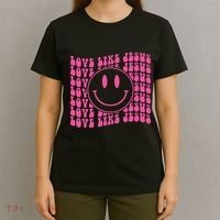 Retro Love Like Jesus Happy Face Aesthetic T-Shirt thumb 4
