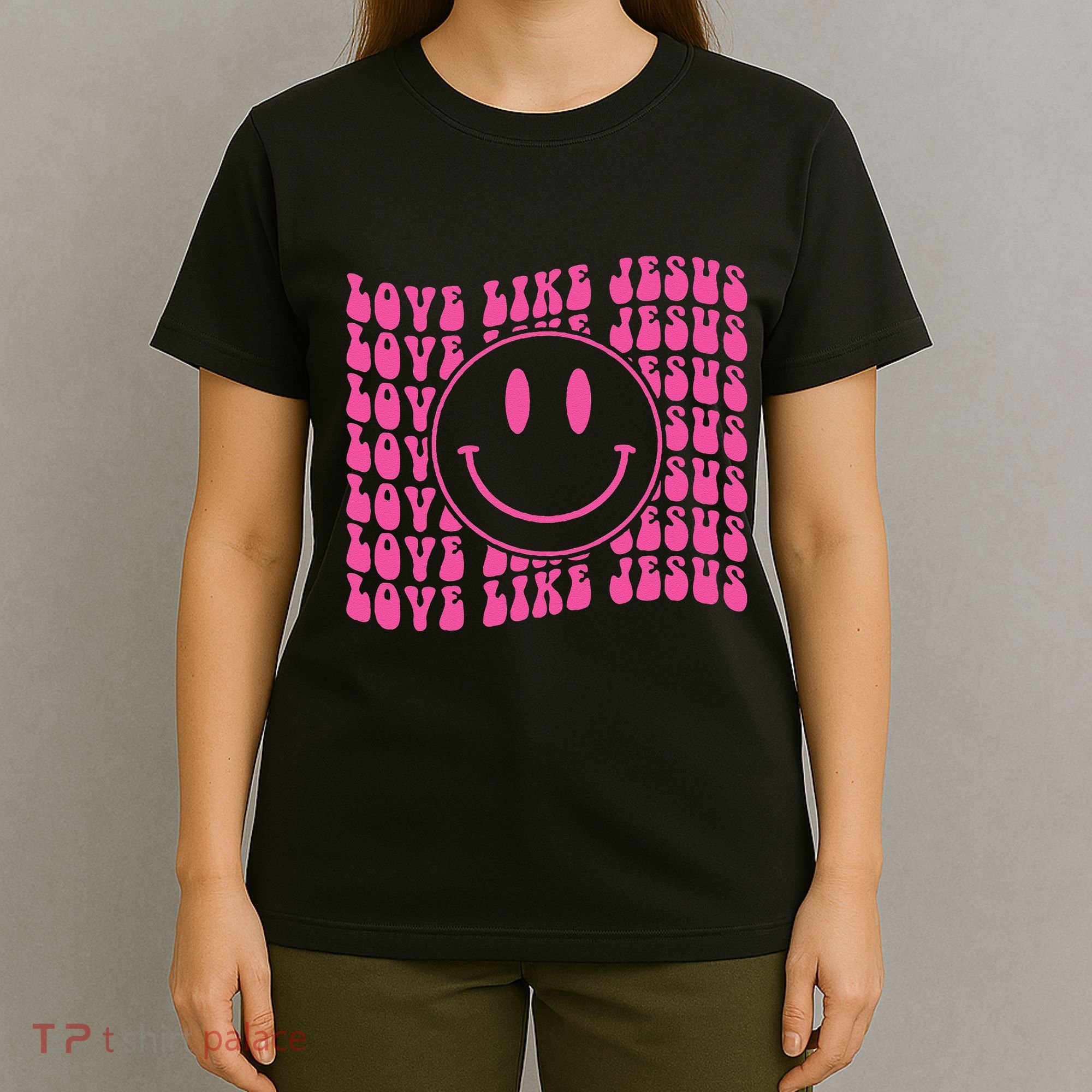 Retro Love Like Jesus Happy Face Aesthetic T-Shirt
