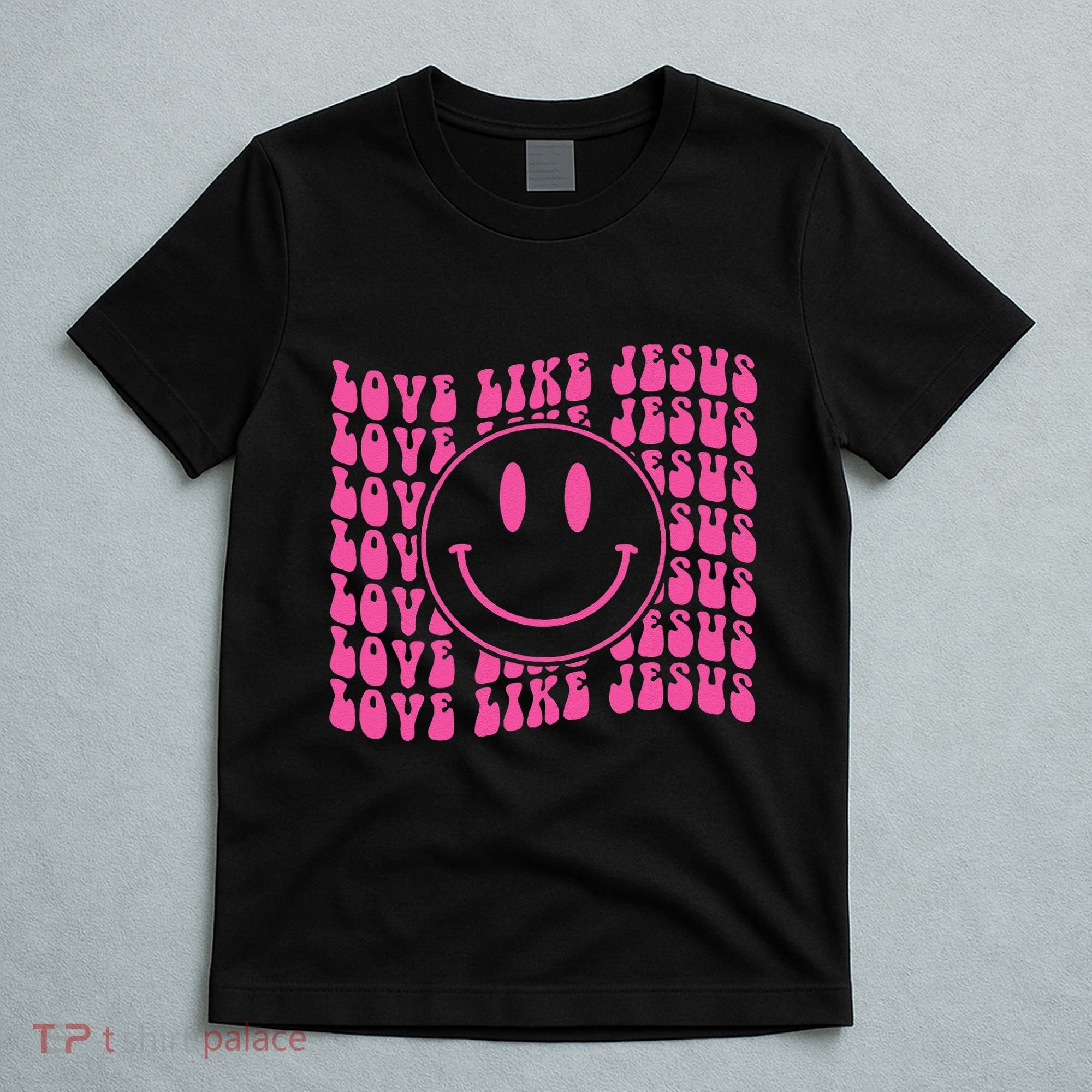 Retro Love Like Jesus Happy Face Aesthetic T-Shirt