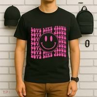 Retro Love Like Jesus Happy Face Aesthetic T-Shirt thumb 6