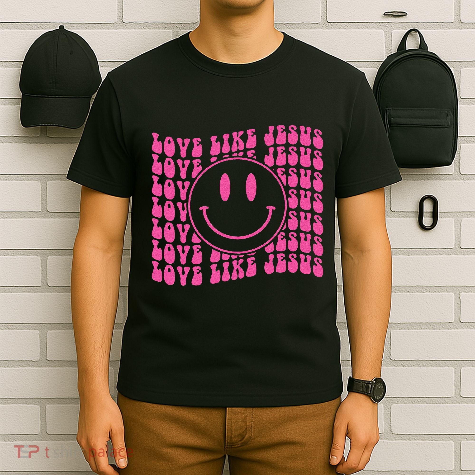 Retro Love Like Jesus Happy Face Aesthetic T-Shirt
