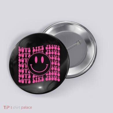 Retro Love Like Jesus Happy Face Aesthetic Button