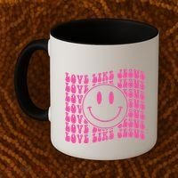 Retro Love Like Jesus Happy Face Aesthetic Coffee Mug thumb 2