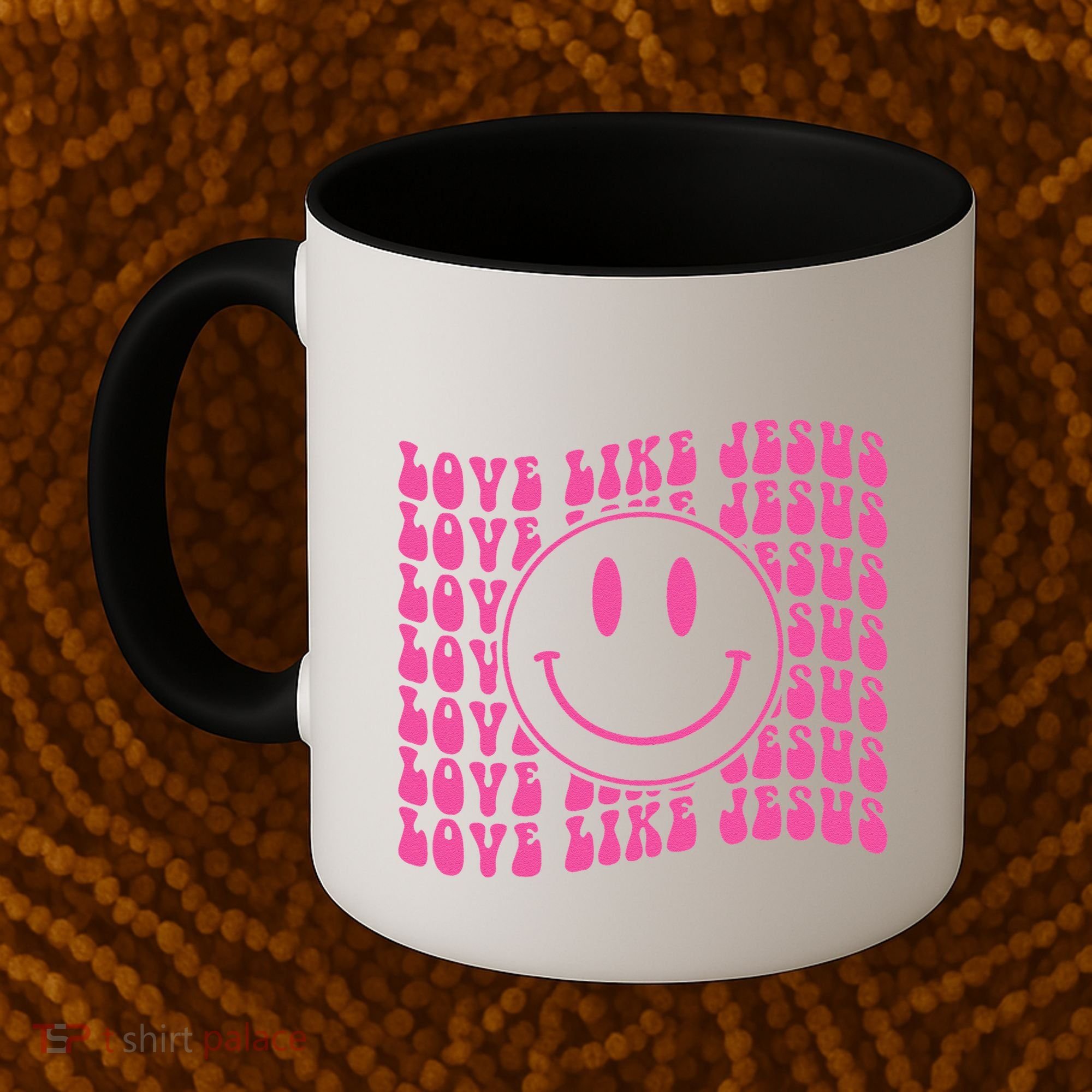 Retro Love Like Jesus Happy Face Aesthetic Coffee Mug