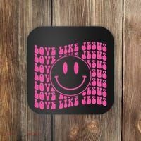 Retro Love Like Jesus Happy Face Aesthetic Coaster thumb 0
