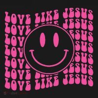 Retro Love Like Jesus Happy Face Aesthetic Women's Hoodie thumb 2