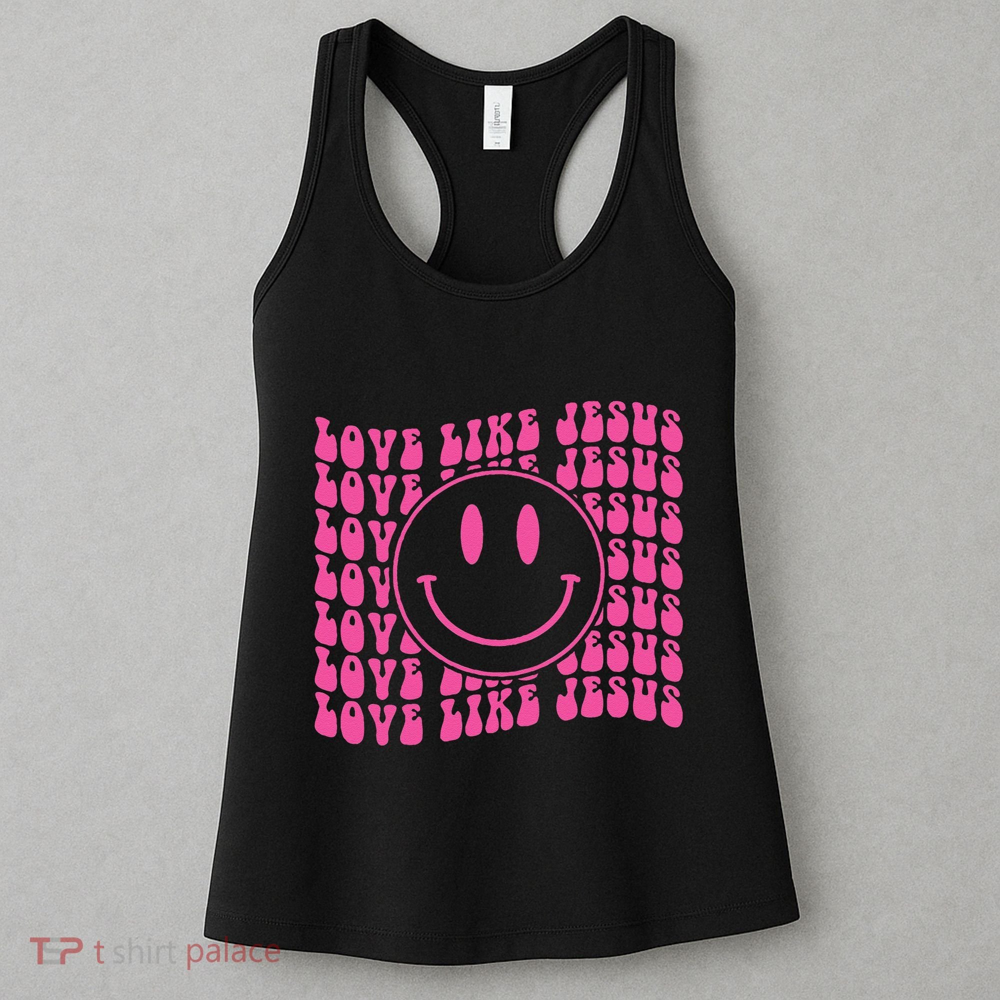 Retro Love Like Jesus Happy Face Aesthetic Women's Tank Top