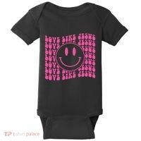 Retro Love Like Jesus Happy Face Aesthetic Baby Bodysuit thumb 0