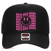 Retro Love Like Jesus Happy Face Aesthetic Hat thumb 0