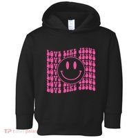 Retro Love Like Jesus Happy Face Aesthetic Toddler Hoodie thumb 0