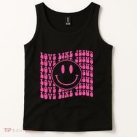 Retro Love Like Jesus Happy Face Aesthetic Tank Top thumb 2