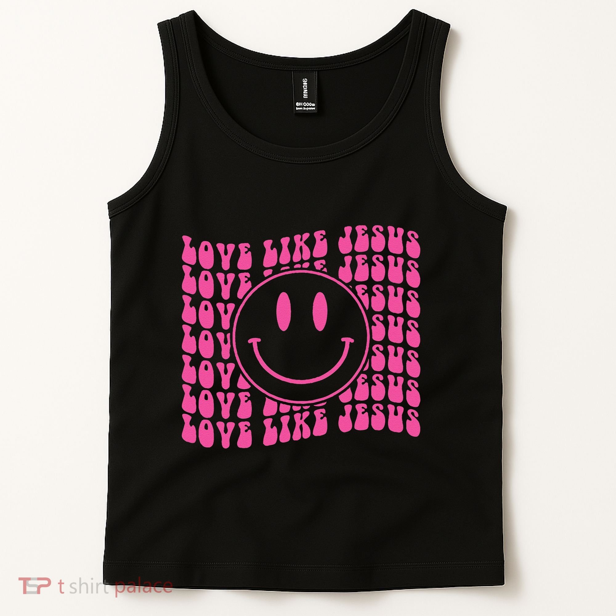 Retro Love Like Jesus Happy Face Aesthetic Tank Top