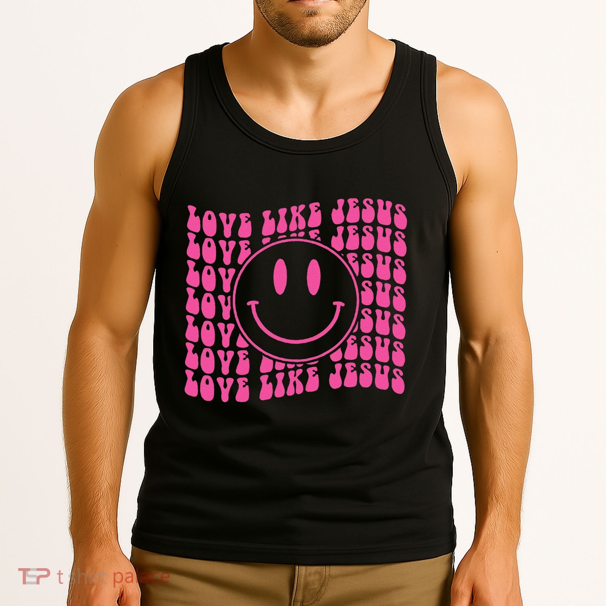 Retro Love Like Jesus Happy Face Aesthetic Tank Top