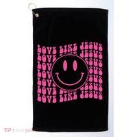 Retro Love Like Jesus Happy Face Aesthetic Golf Towel thumb 0