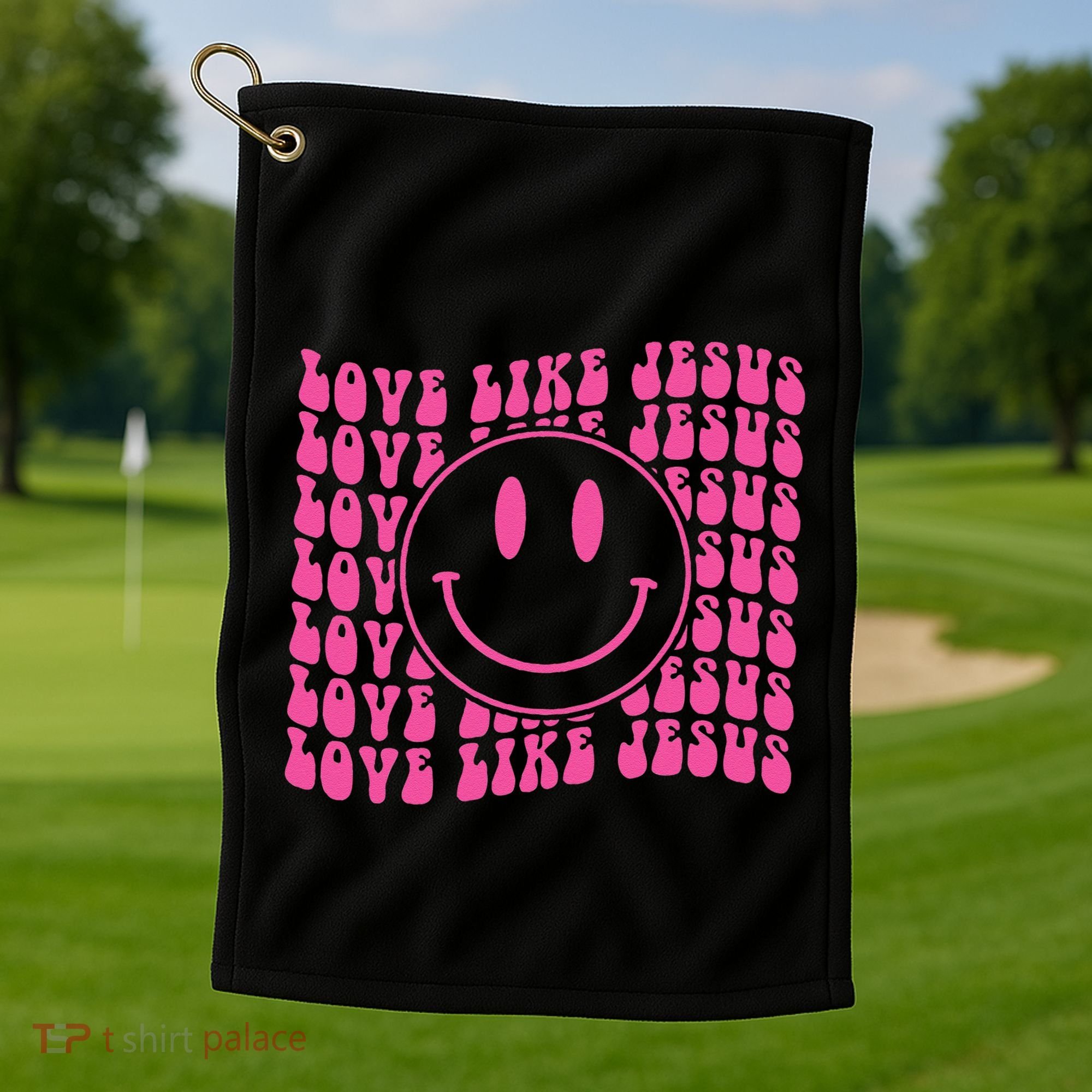Retro Love Like Jesus Happy Face Aesthetic Golf Towel