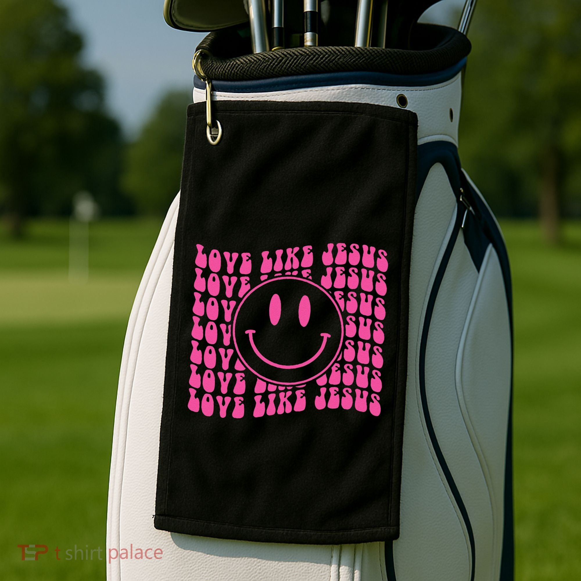 Retro Love Like Jesus Happy Face Aesthetic Golf Towel