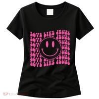 Retro Love Like Jesus Happy Face Aesthetic Women's T-Shirt thumb 0