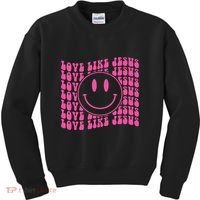 Retro Love Like Jesus Happy Face Aesthetic Kids Sweatshirt thumb 0