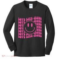 Retro Love Like Jesus Happy Face Aesthetic Kids Long Sleeve Shirt thumb 0