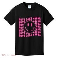 Retro Love Like Jesus Happy Face Aesthetic Kids T-Shirt thumb 0
