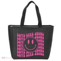 Retro Love Like Jesus Happy Face Aesthetic Tote Bag thumb 0