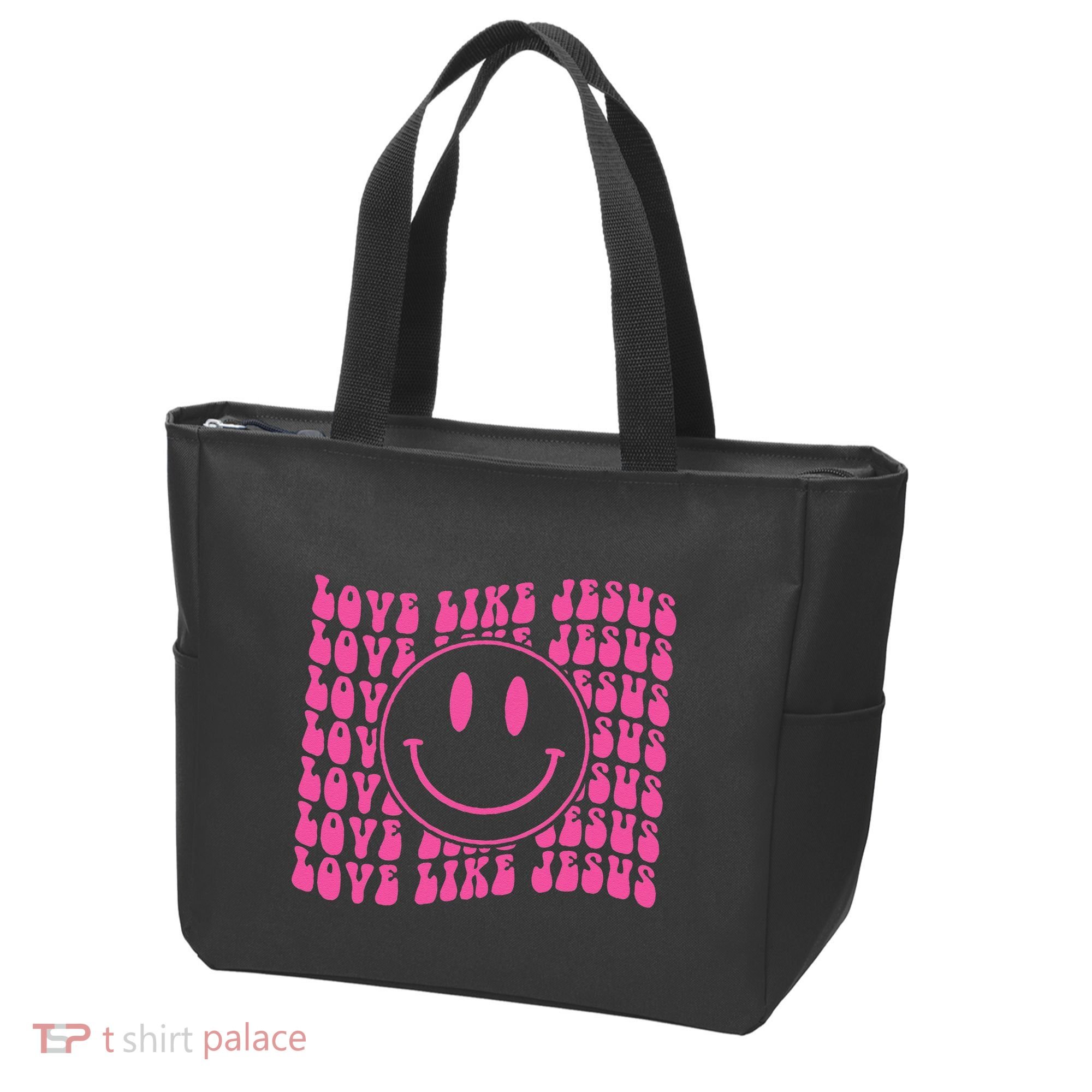 Retro Love Like Jesus Happy Face Aesthetic Tote Bag