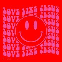 Retro Love Like Jesus Happy Face Aesthetic Santa Hat thumb 1