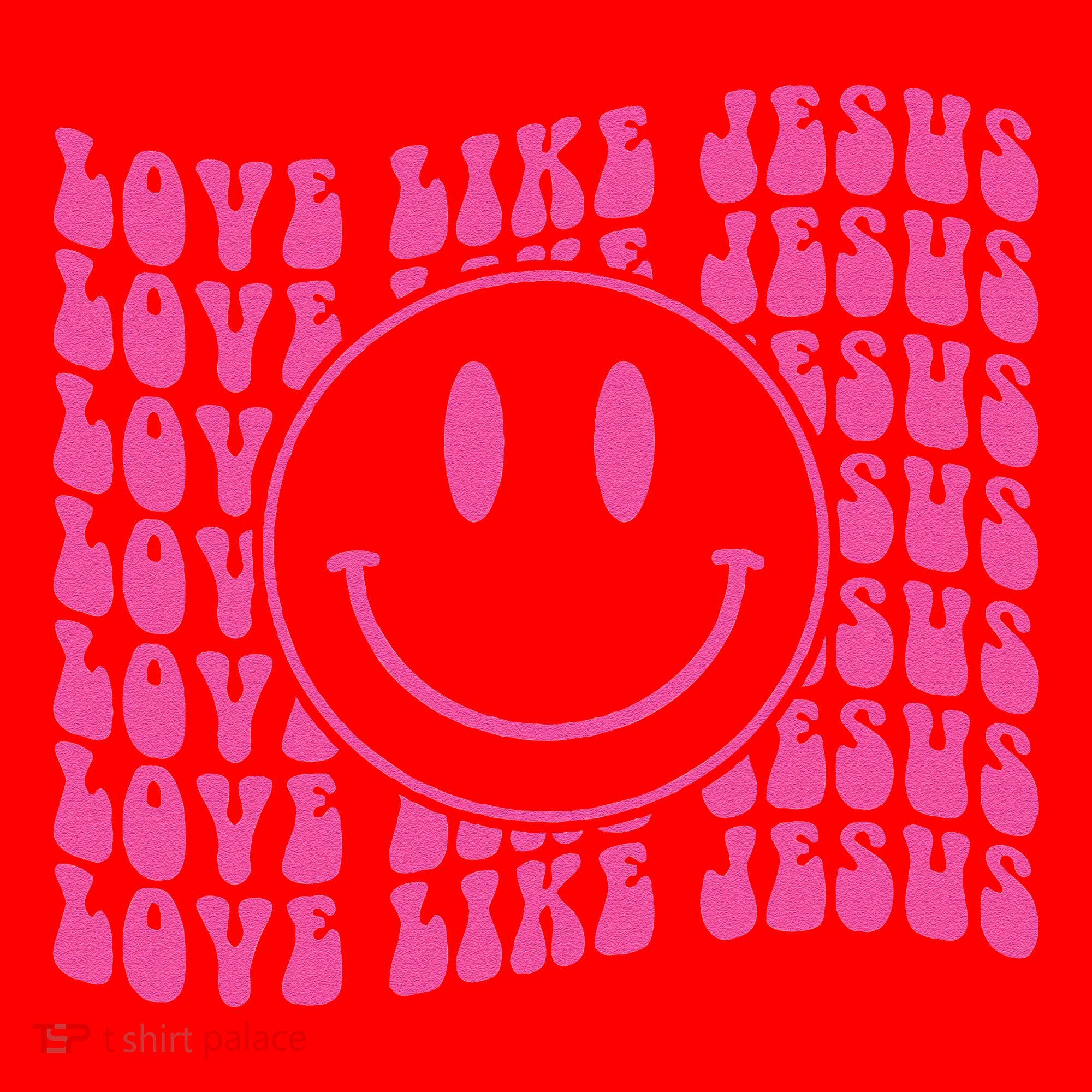 Retro Love Like Jesus Happy Face Aesthetic Santa Hat