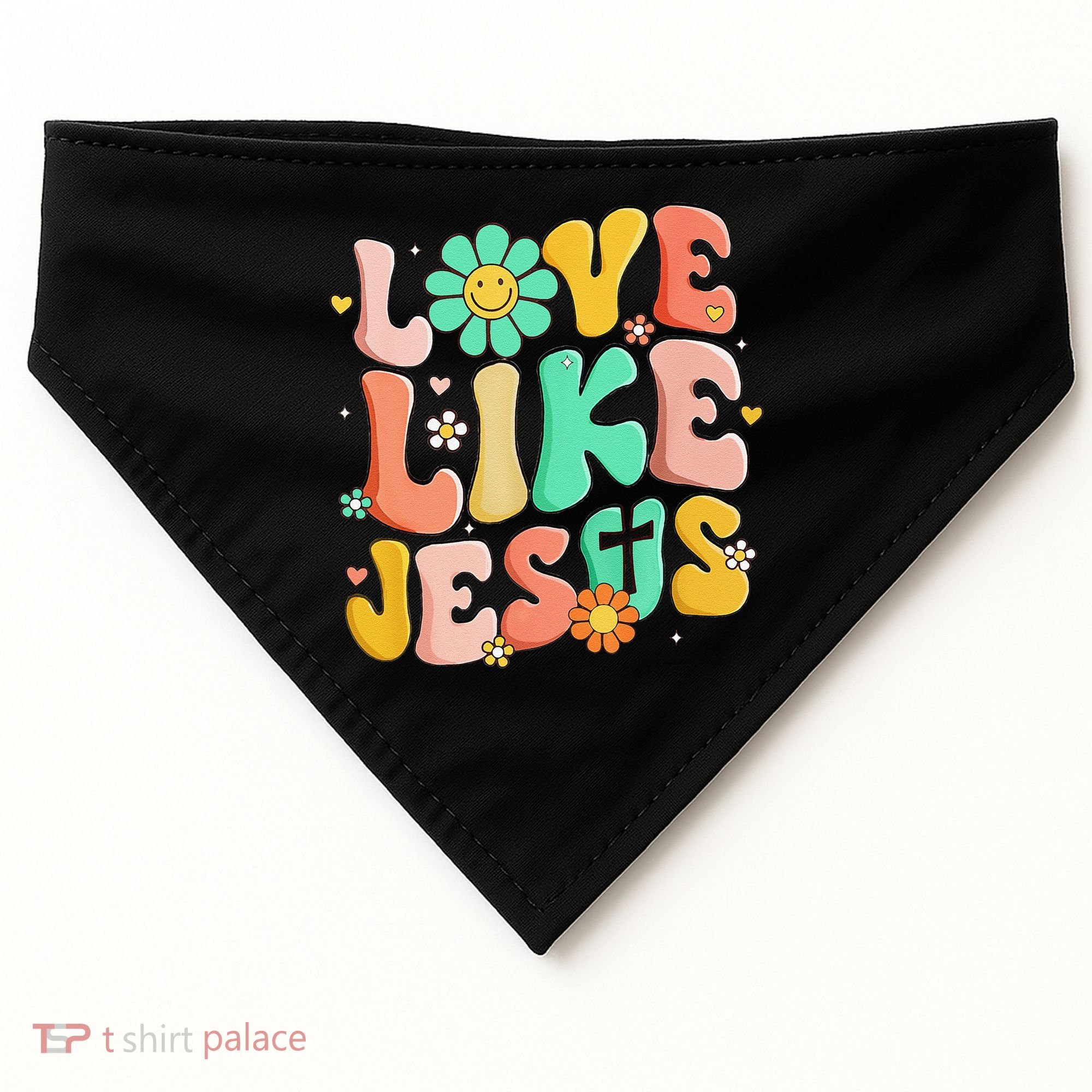 Retro Love Like Jesus Christian Religious God Lovers Gift USA-Made Doggie Bandana