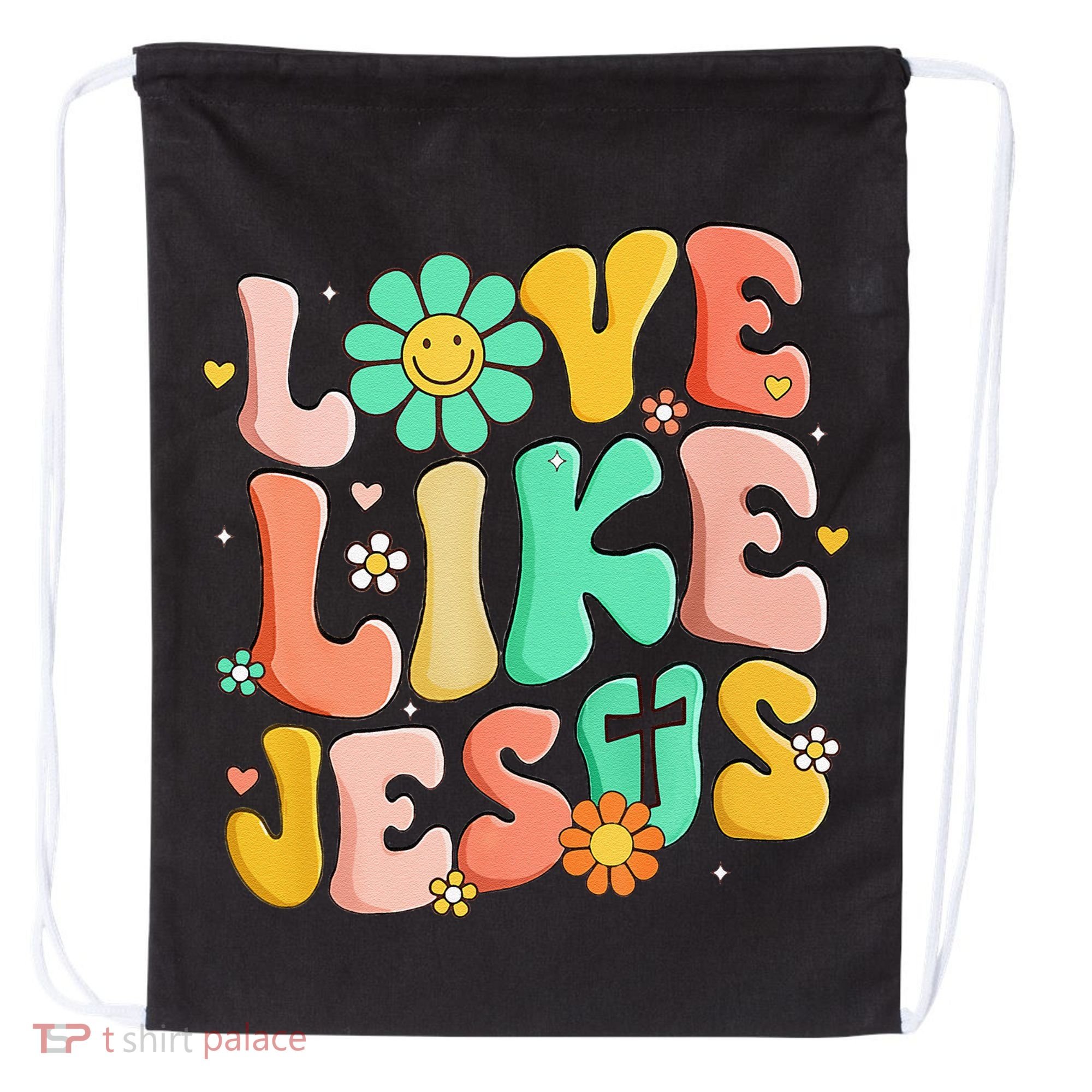 Retro Love Like Jesus Christian Religious God Lovers Gift Drawstring Bag