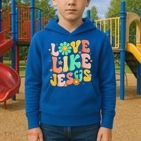 Retro Love Like Jesus Christian Religious God Lovers Gift Kids Hoodie thumb 2