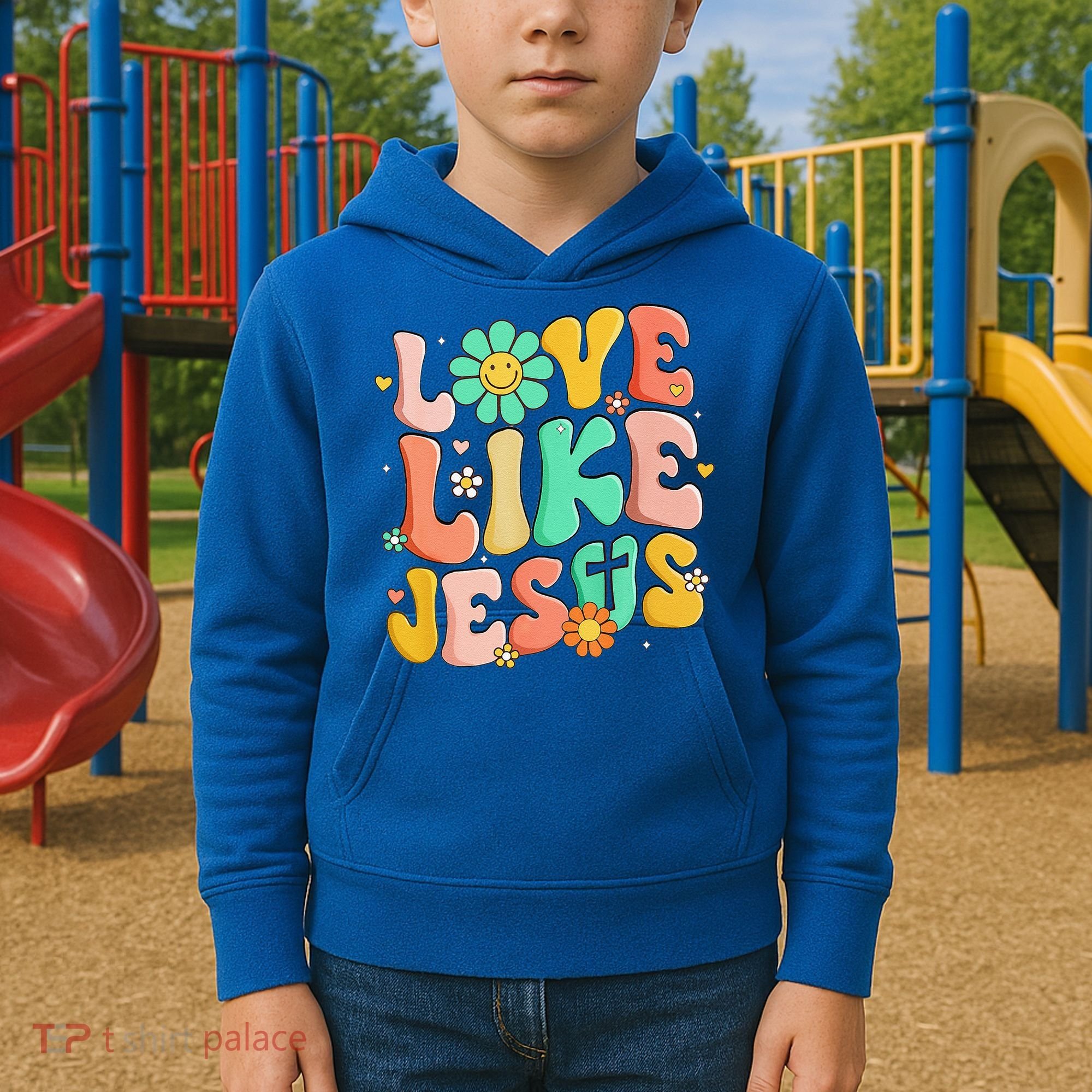 Retro Love Like Jesus Christian Religious God Lovers Gift Kids Hoodie
