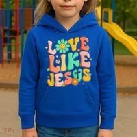 Retro Love Like Jesus Christian Religious God Lovers Gift Kids Hoodie thumb 3