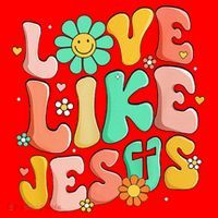 Retro Love Like Jesus Christian Religious God Lovers Gift Santa Hat thumb 1