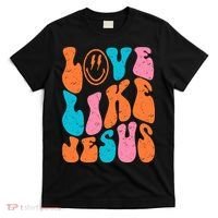 Retro Love Like Jesus Smiling Face Christian Religious Faith T-Shirt thumb 0
