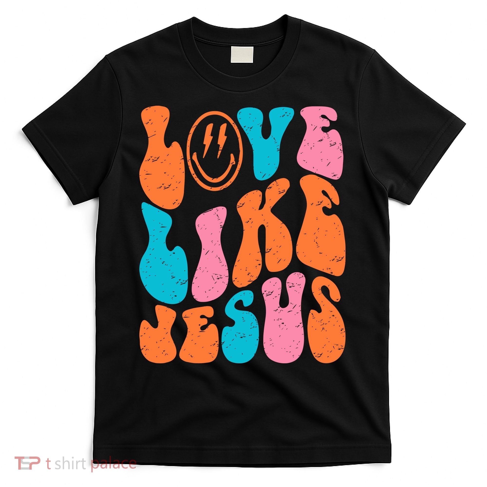 Retro Love Like Jesus Smiling Face Christian Religious Faith T-Shirt