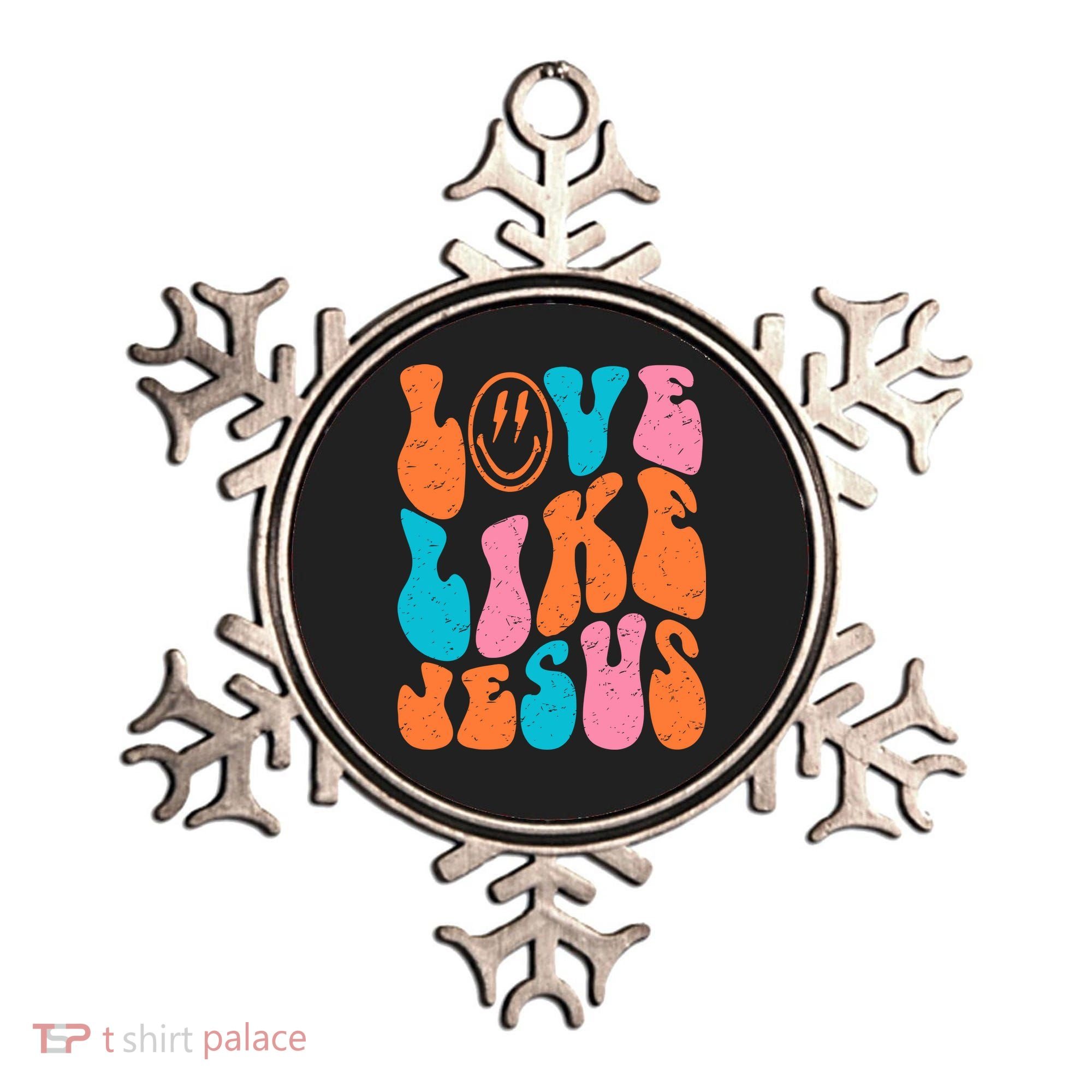 Retro Love Like Jesus Smiling Face Christian Religious Faith Ornament