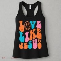 Retro Love Like Jesus Smiling Face Christian Religious Faith Women's Tank Top thumb 3