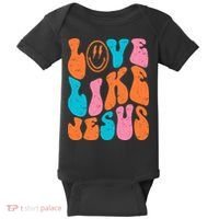 Retro Love Like Jesus Smiling Face Christian Religious Faith Baby Bodysuit thumb 0