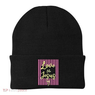 Retro Love Like Jesus Striped  Beanie