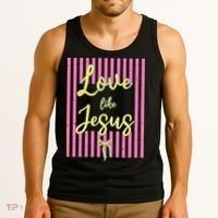Retro Love Like Jesus Striped  Tank Top thumb 3