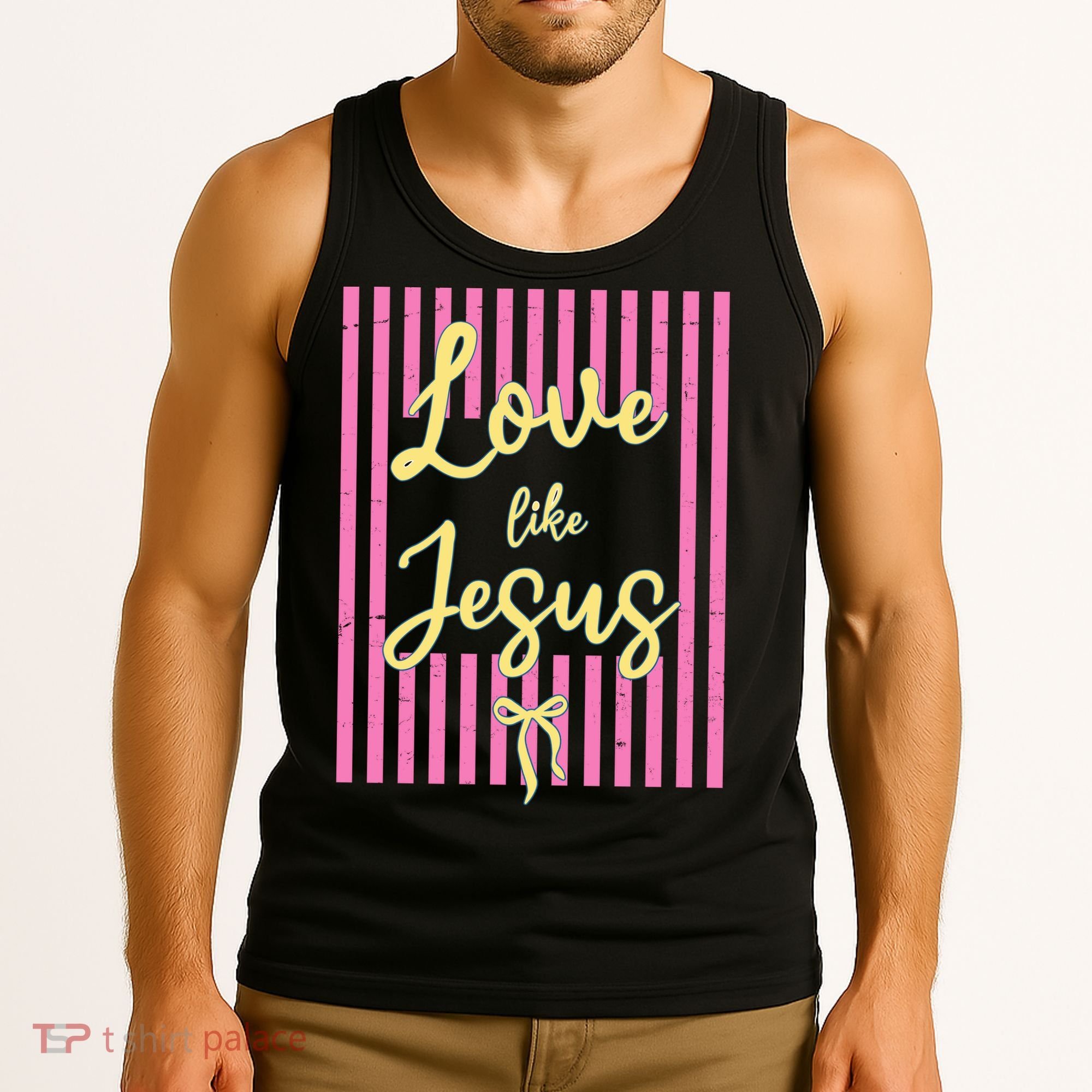 Retro Love Like Jesus Striped  Tank Top