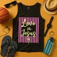 Retro Love Like Jesus Striped  Tank Top thumb 4