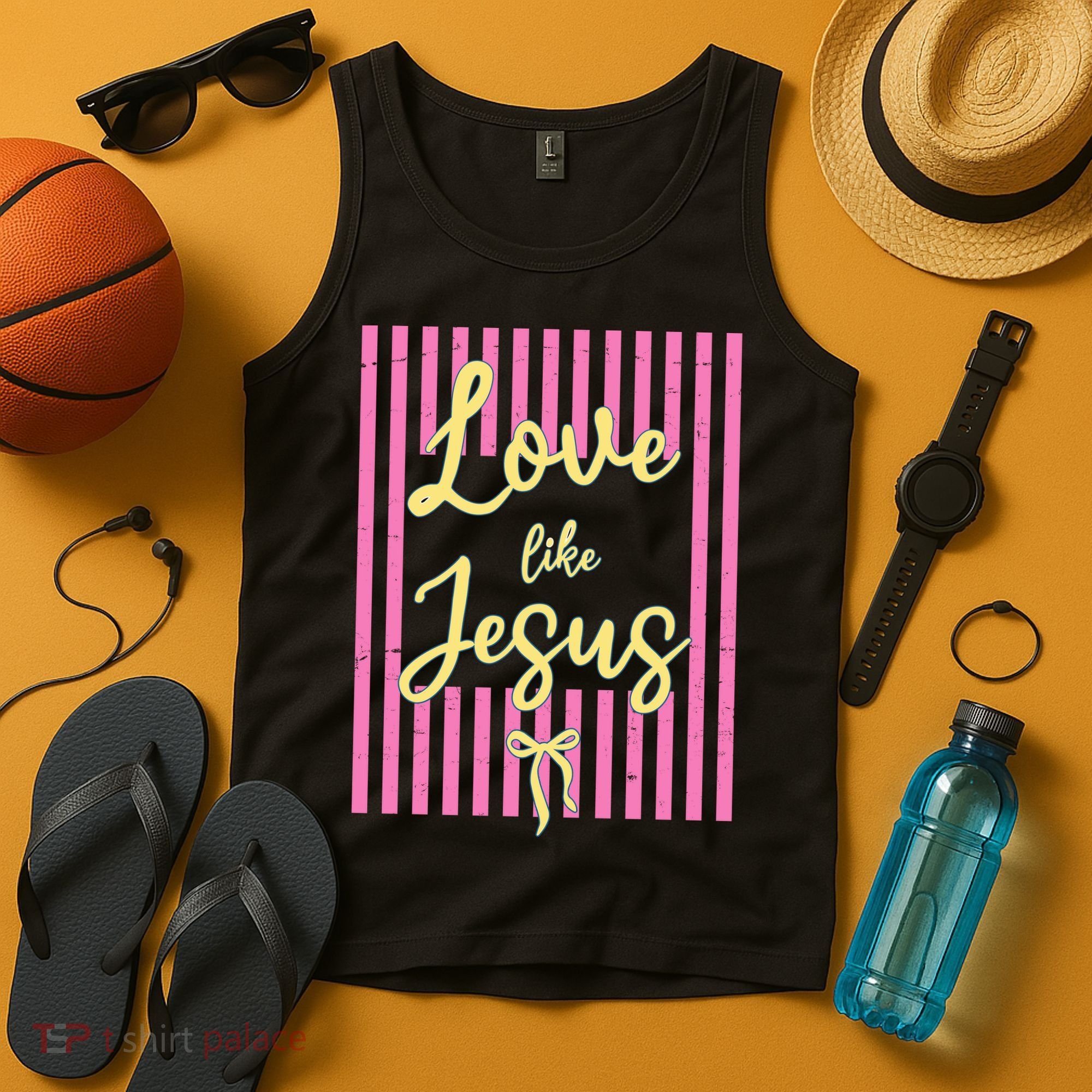 Retro Love Like Jesus Striped  Tank Top