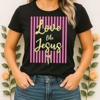 Retro Love Like Jesus Striped  Women's T-Shirt thumb 2