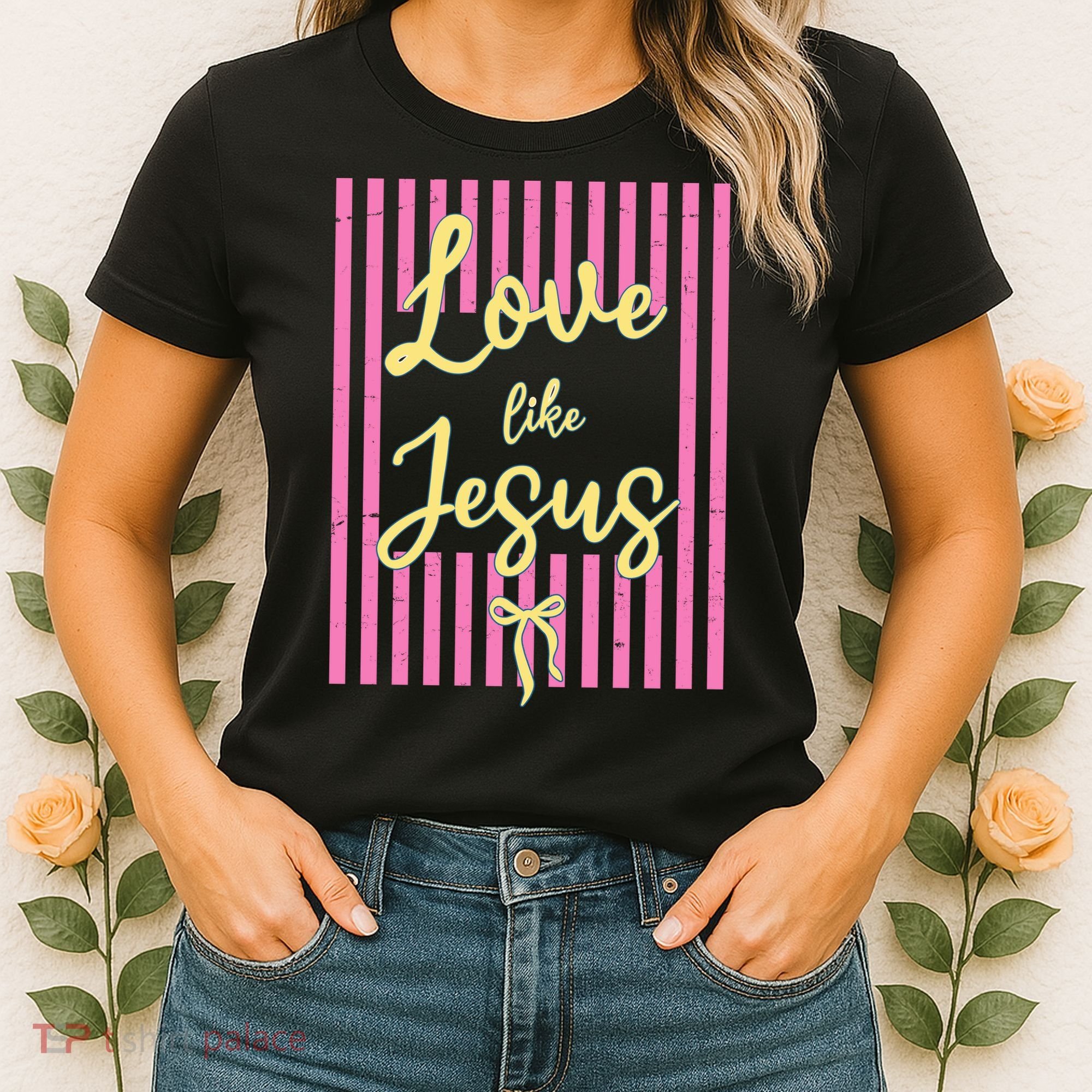 Retro Love Like Jesus Striped  Women's T-Shirt